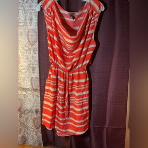 Express Coral and White Striped Mini Dress